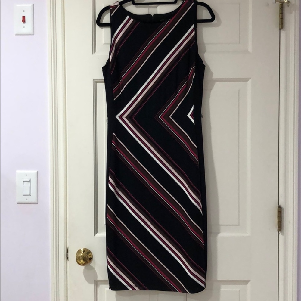 Black pink/white/brown striped dress